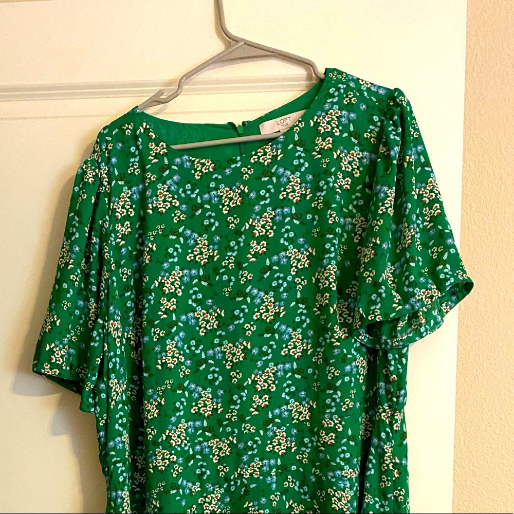 Loft Plus Kelly Green Floral Dress